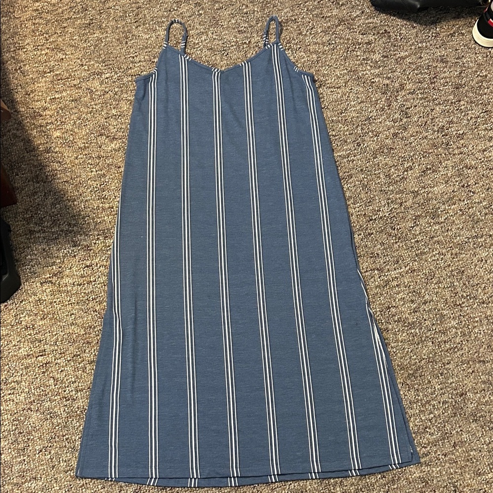 Roxy Blue and White Striped Midi Dress